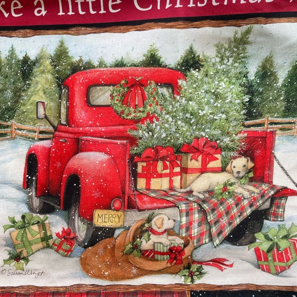 Christmas Fabric Red Truck Collage Craft Panel - 36 x 44 inches - Picture 7 of 11